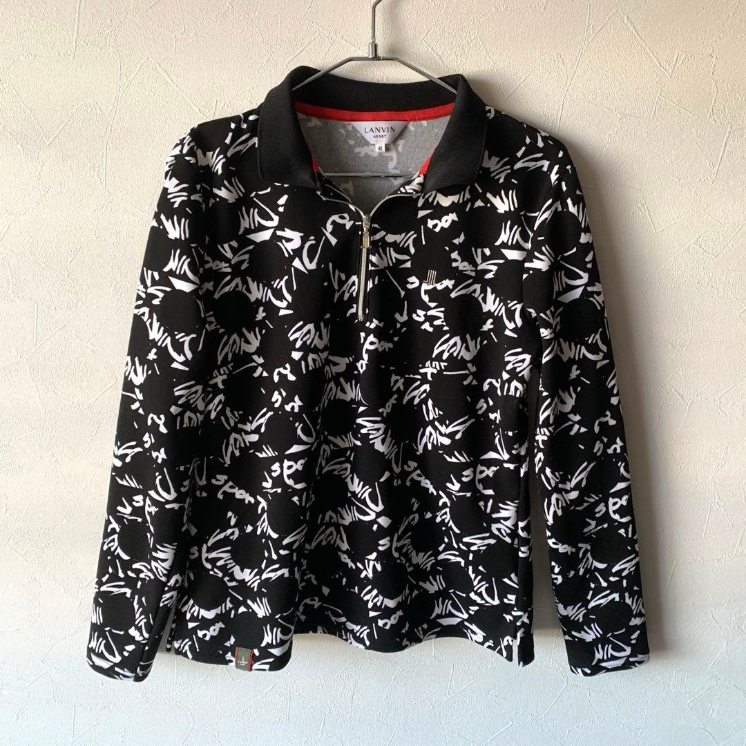 LANVIN sport ランバンスポール 総柄 ジップアップ ポロシャツ 40