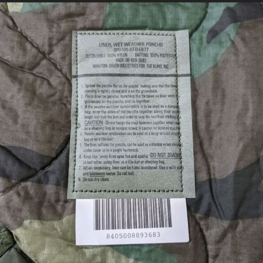 米軍　ウッドランド　ポンチョライナー　DEAD STOCK ③