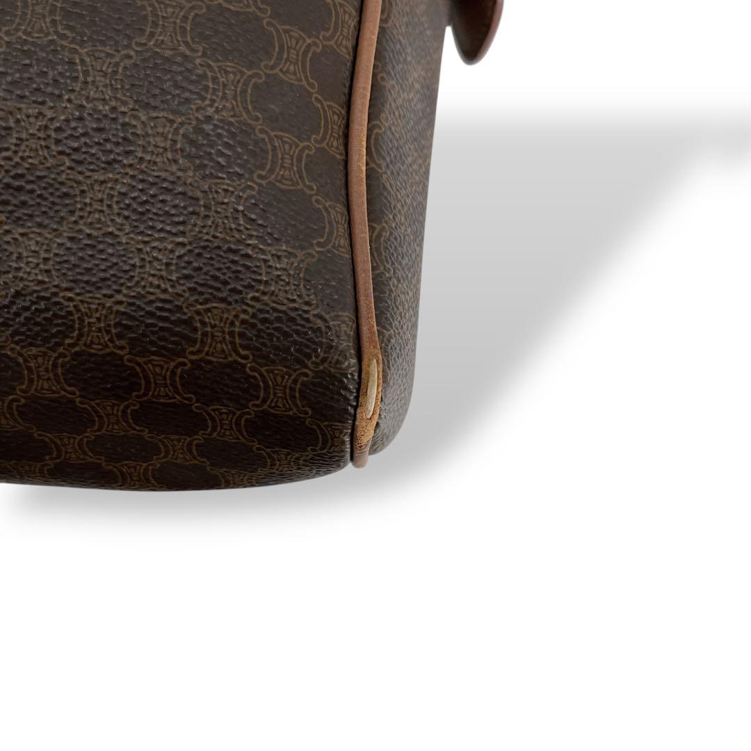 オールド　セリーヌ　ミニボストン　マカダム柄　トリオンフ　ハンドバッグ　ブラウン