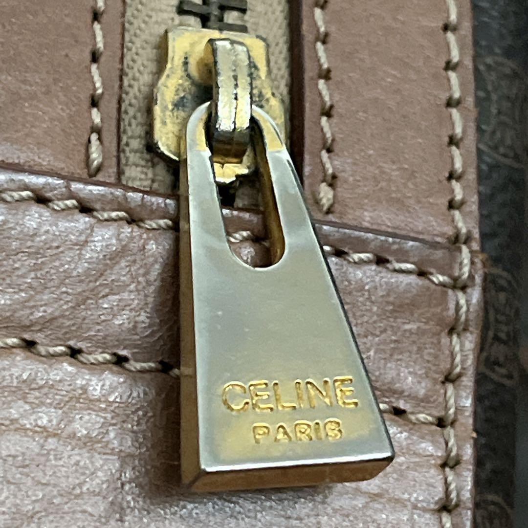 オールド　セリーヌ　ミニボストン　マカダム柄　トリオンフ　ハンドバッグ　ブラウン