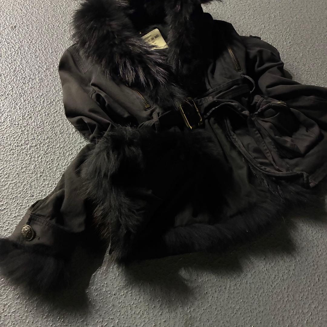 SLY Raccoon Fur Military Jacket Y2K ギャル