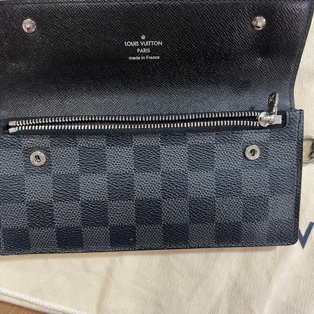 超美品　ルイヴィトン ダミエグラフィット長財布 チェーン付き