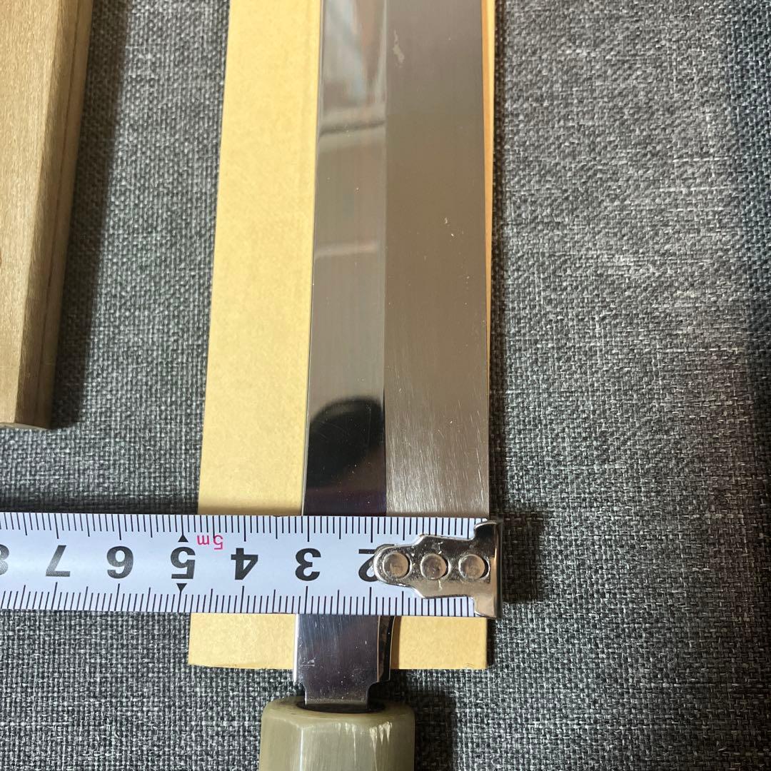 まるよし刃物 V金本焼 先丸タコ引包丁 鏡面 刃渡り約330mm 和包丁 本焼