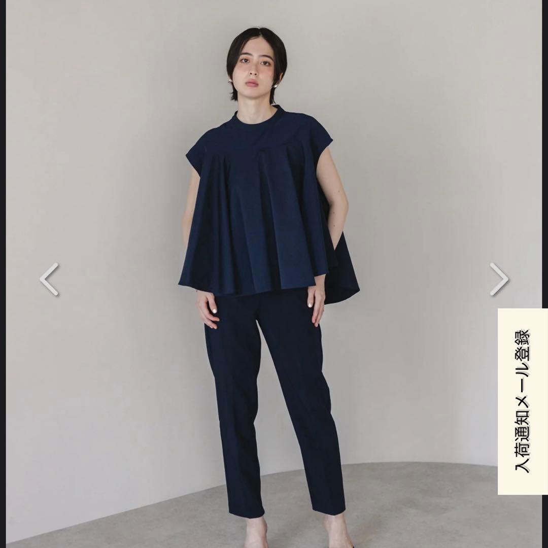 トップス mare Sheer Docking French Sleeve Blouse