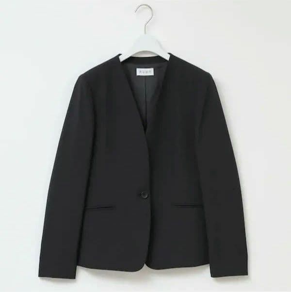 PLST プレミアムオックスカラーレスジャケット&テーパードパンツ黒セットアップ