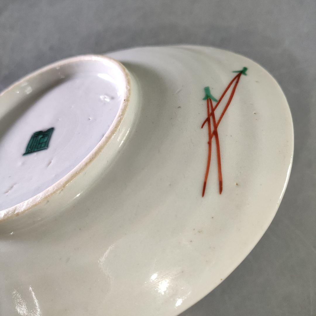 A1210-3/古九谷色絵花鳥文銘々皿5客/共箱/向付/飾皿/菓子皿/懐石道具/