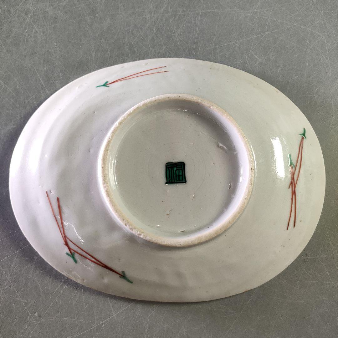 A1210-3/古九谷色絵花鳥文銘々皿5客/共箱/向付/飾皿/菓子皿/懐石道具/