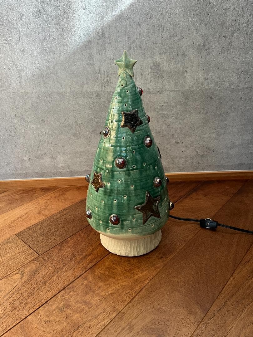 九谷焼き陶器のクリスマスツリー　ランプ　H41㎝