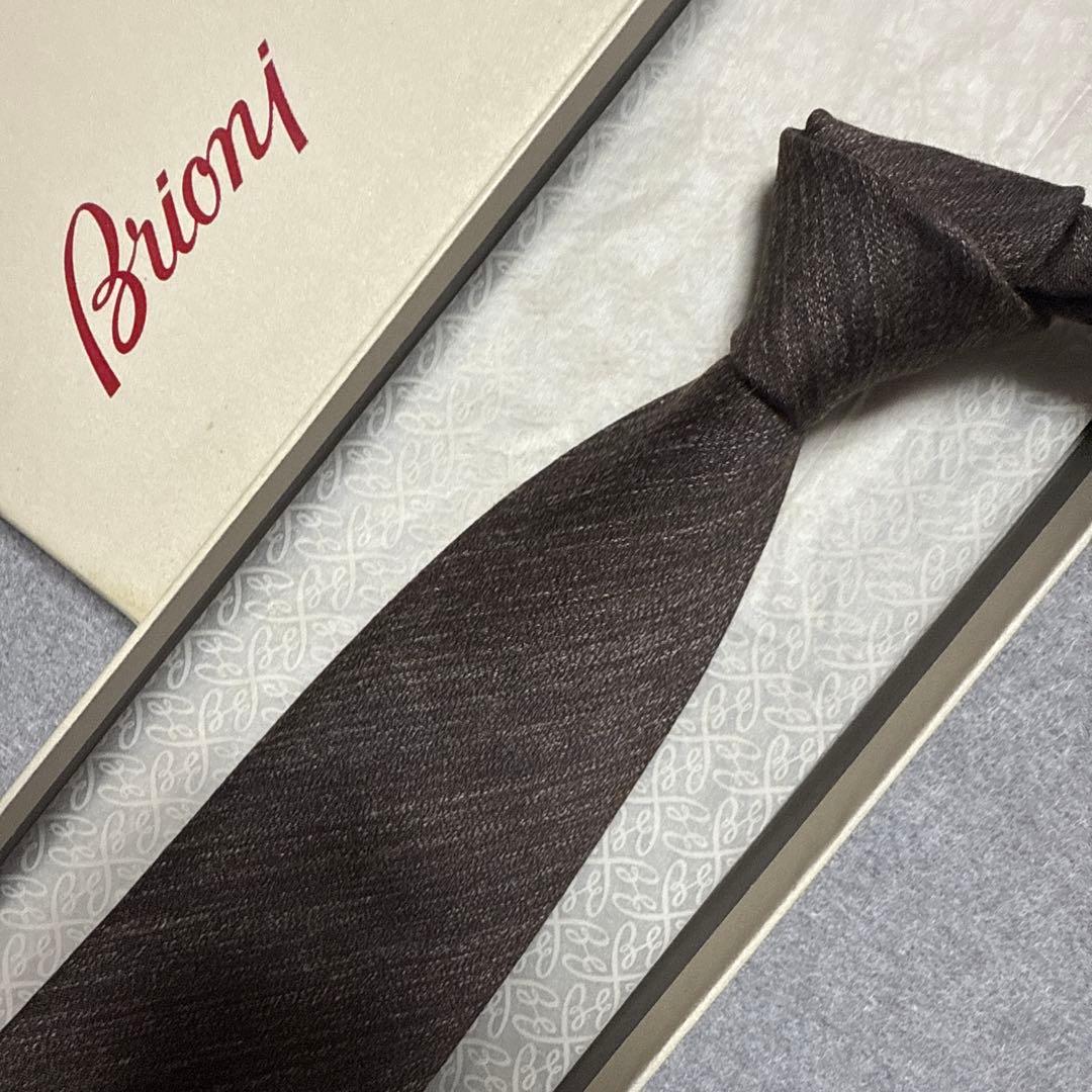 美品　ブリオーニ　ネクタイ　茶色　メラジン　シルクジャガード