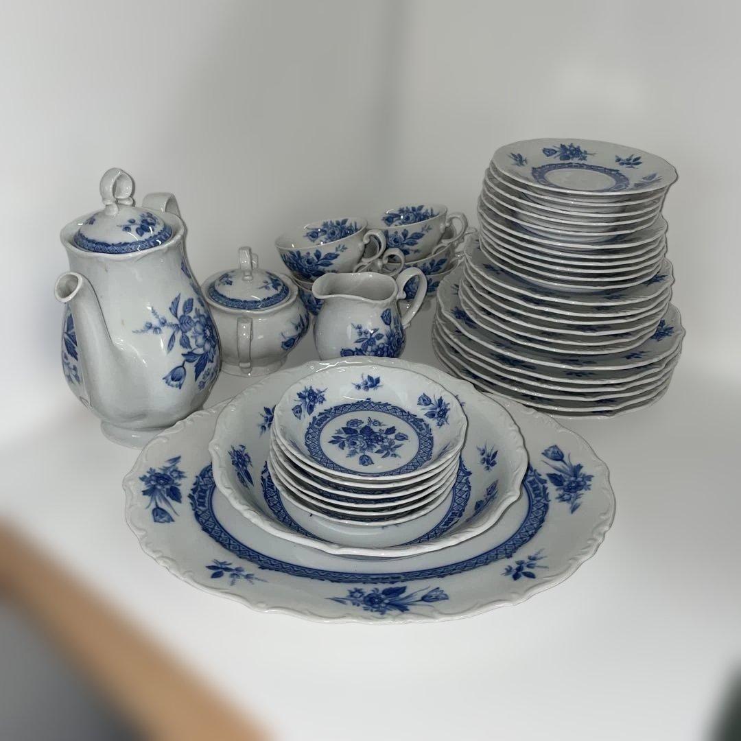 値下げ Rosary YAMATO JAPAN 青い花柄 食器セット 約40点