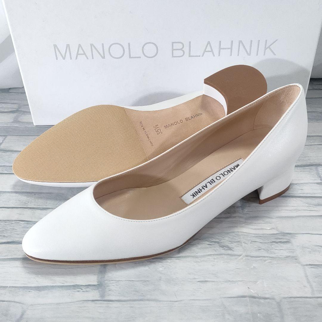 箱付き未使用品✨マノロブラニク　リストニー　レザーパンプス　白　35.5