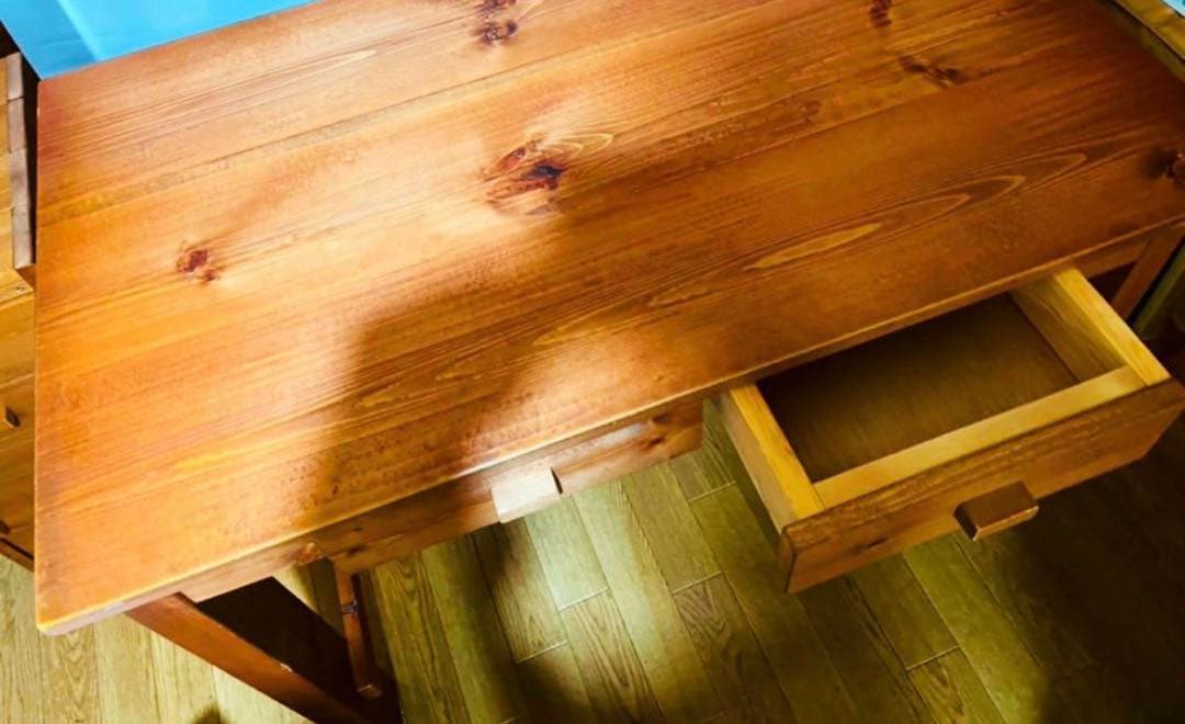 【アンティーク、カントリー】木製デスク•学習机•組み替え机★引き出し有り★無垢材