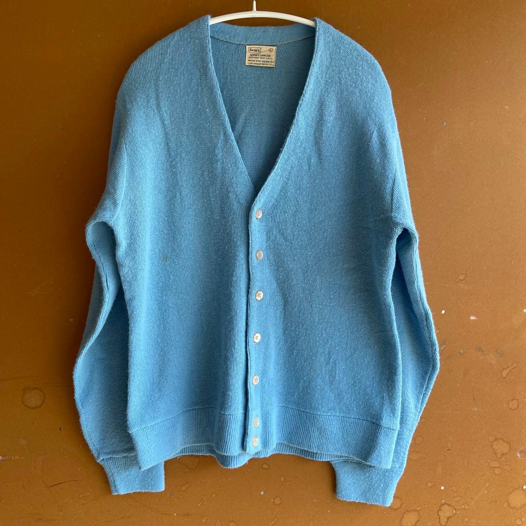 希少70s80sシアーズヴィンテージ カーディガン　ブルー