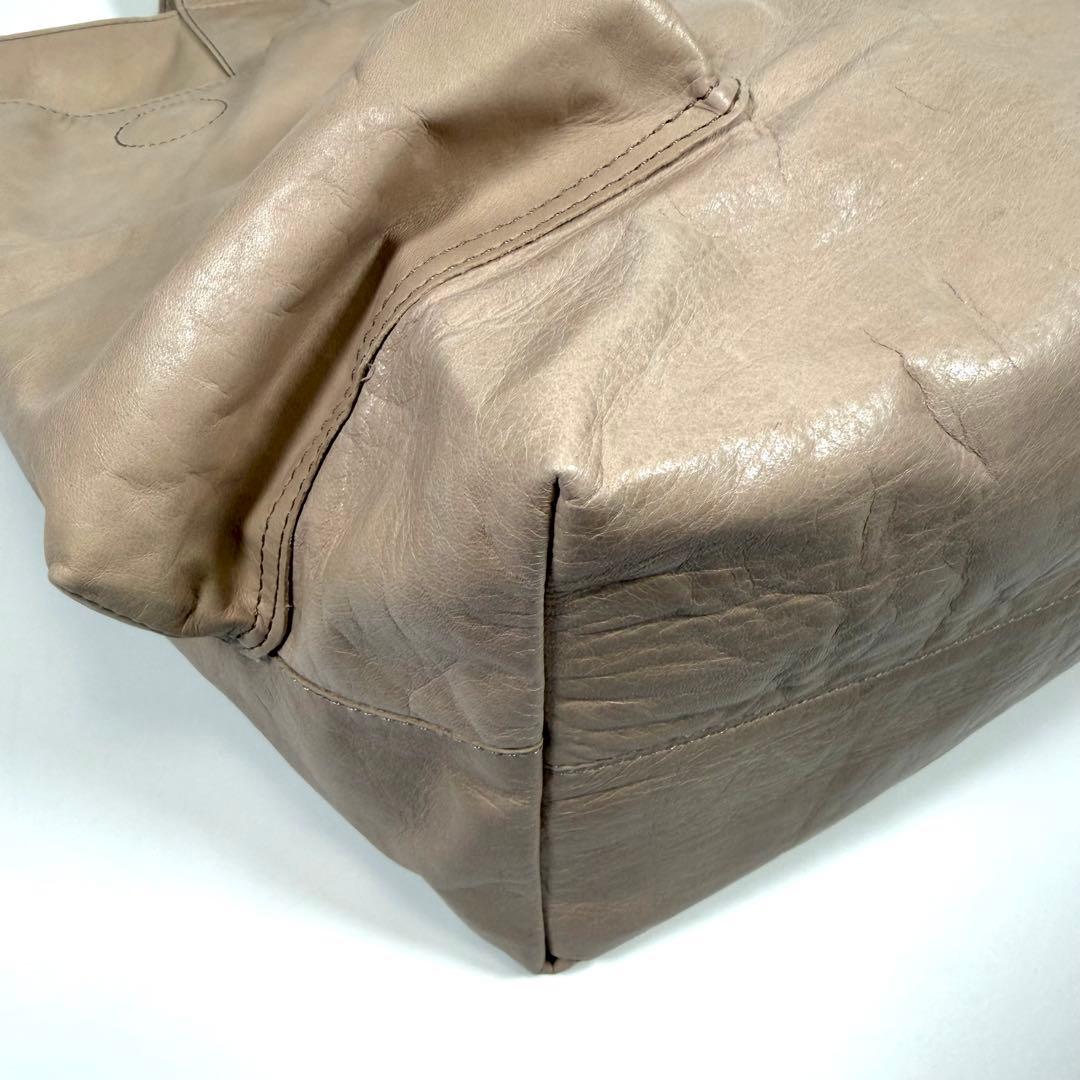 【未使用に近い】ヨーガンレール　トートバッグ　シワ加工　馬革　アイボリー