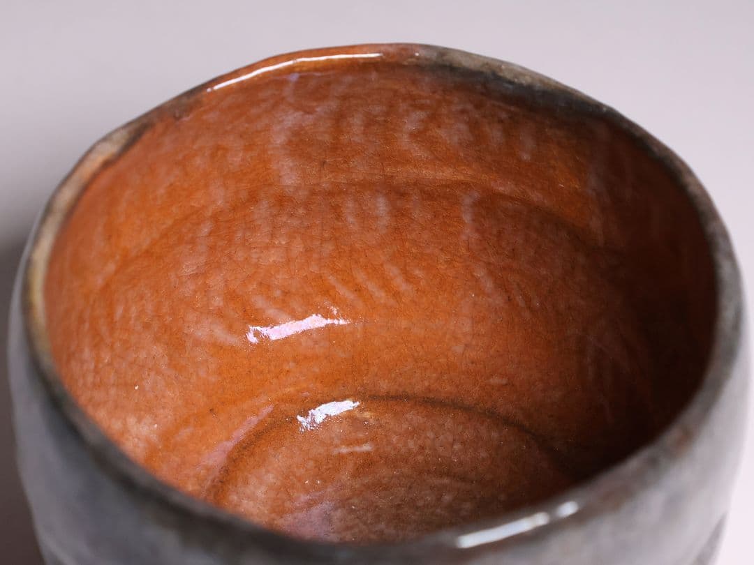 茶道具 二代 小川長楽 赤茶碗 共箱 共布 陶芸 陶器【MA914】