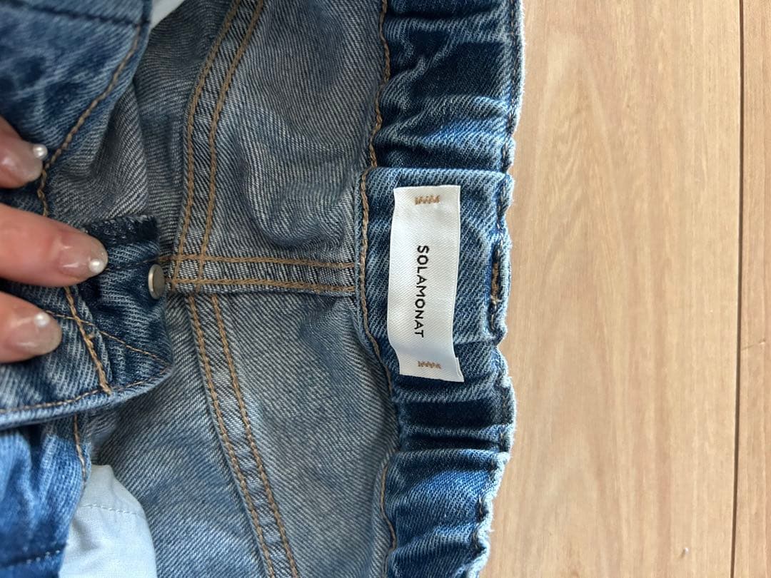 SOLAMONAT♡ルーズストレートイージーデニムパンツ ダメージデニム