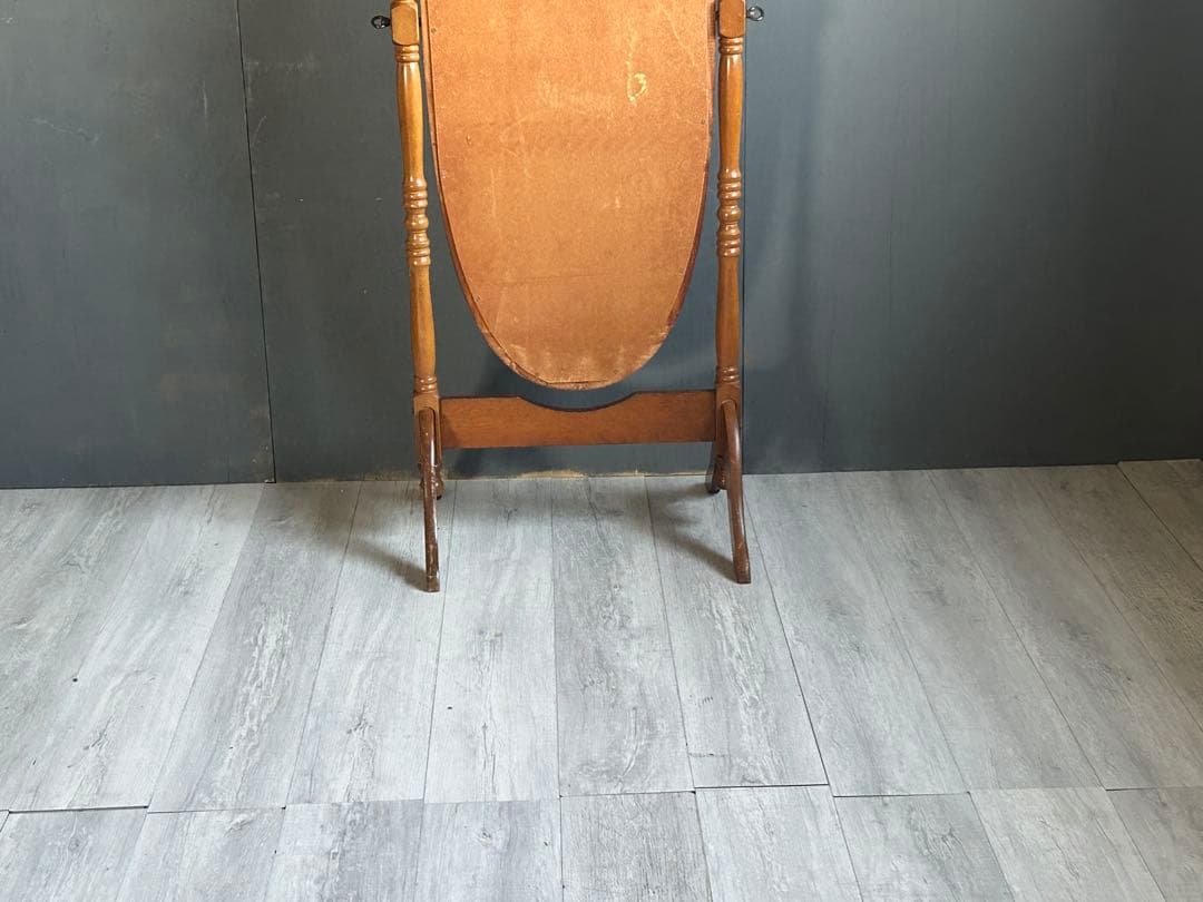 希少　ヴィンテージ　オーバル型　ミラー　スタンドミラー　縦長　ろくろ　SS