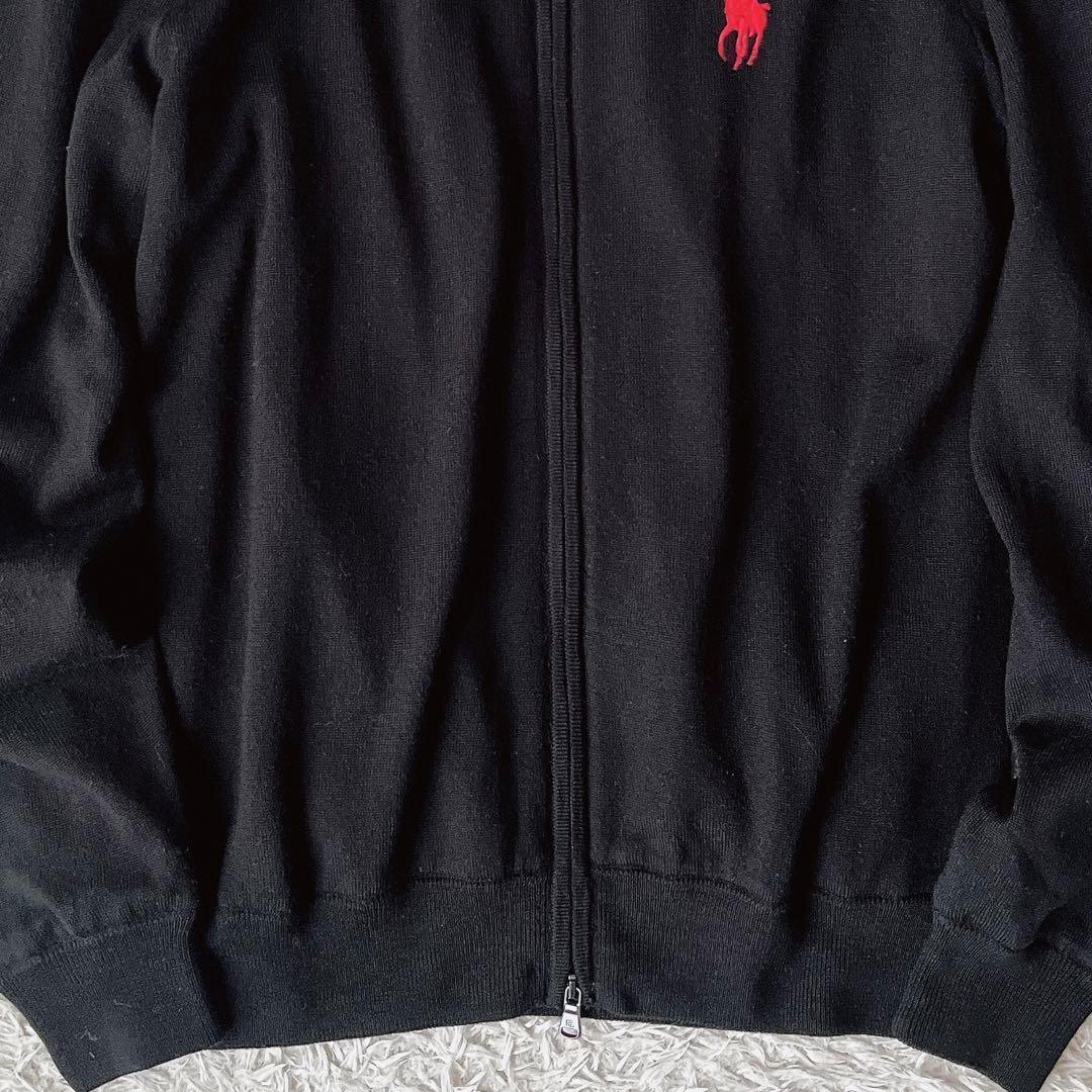 【美品】ポロゴルフ ラルフローレン ドライバーズニット ジップアップ ウール黒
