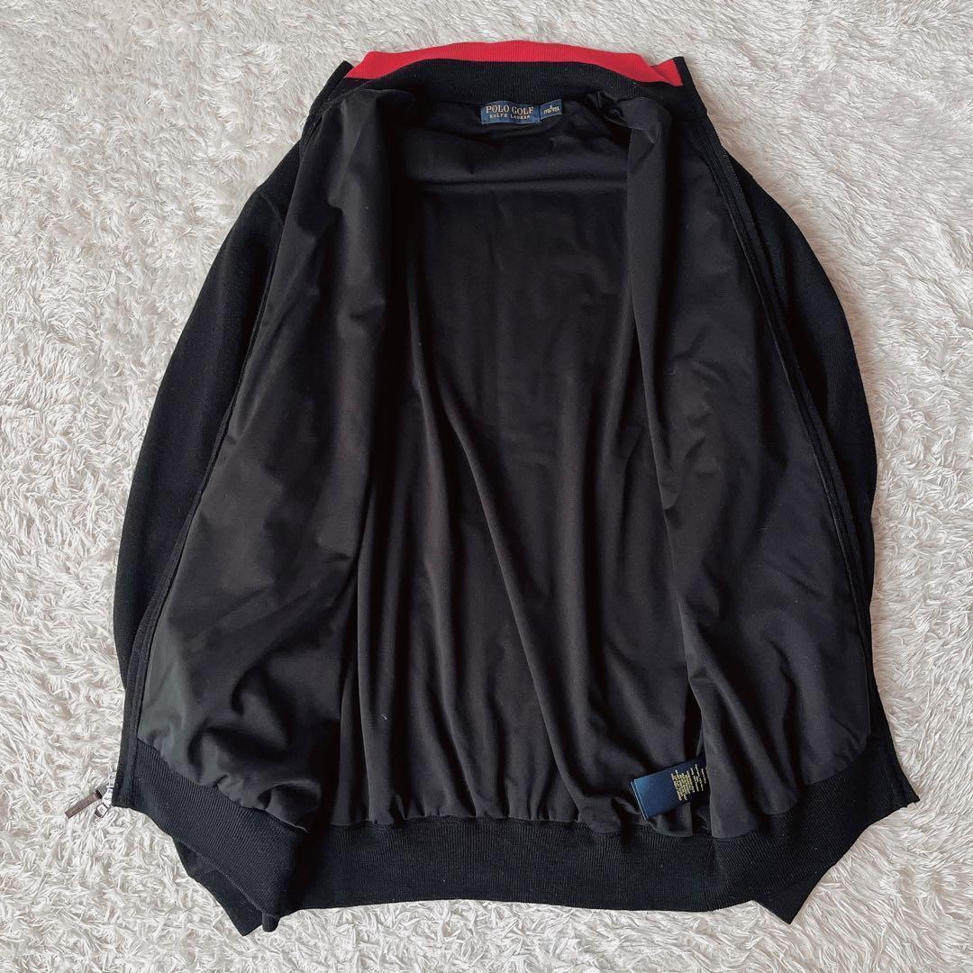 【美品】ポロゴルフ ラルフローレン ドライバーズニット ジップアップ ウール黒