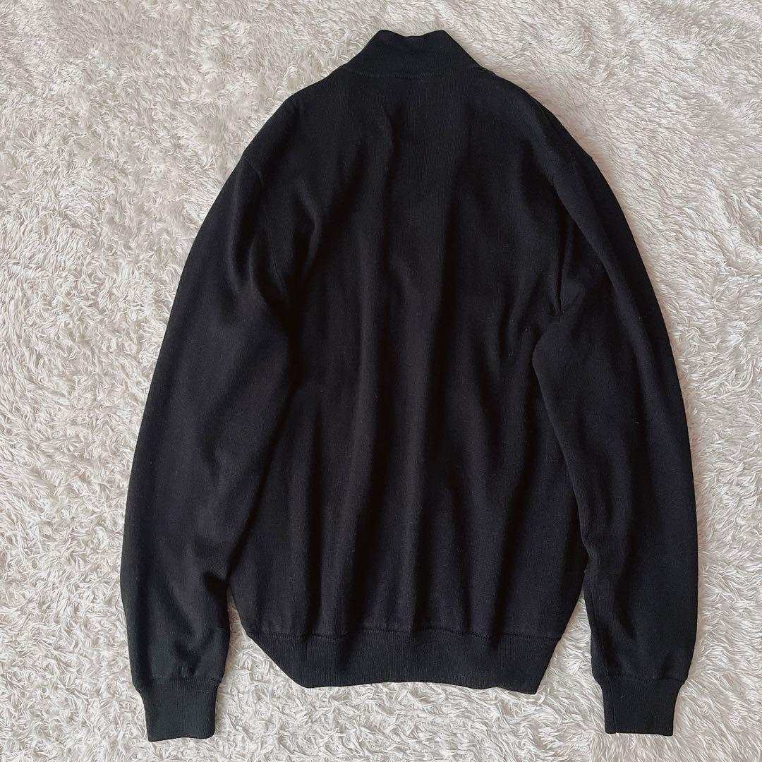 【美品】ポロゴルフ ラルフローレン ドライバーズニット ジップアップ ウール黒
