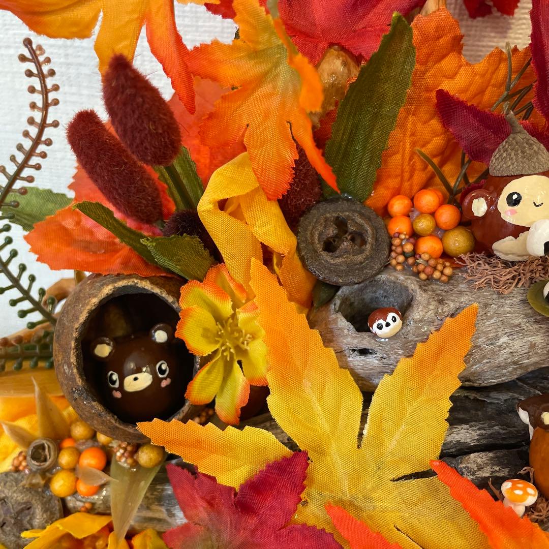 【一点もの】ぽんちゃん☆秋の紅葉の飾り