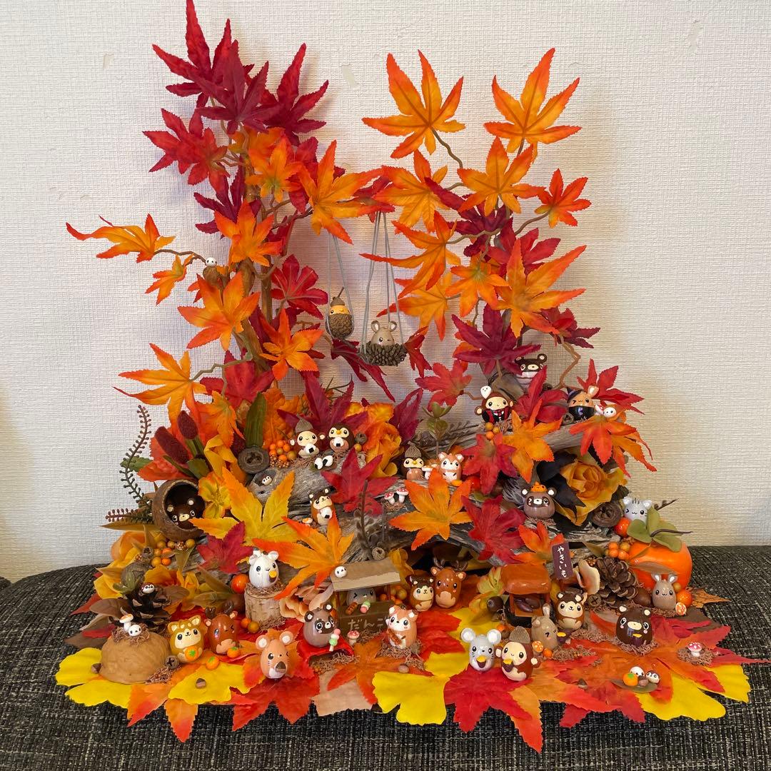 【一点もの】ぽんちゃん☆秋の紅葉の飾り