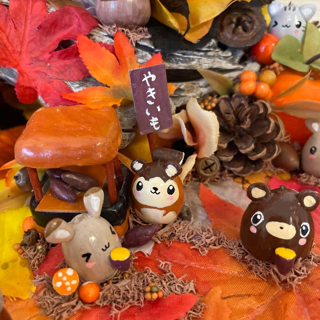 【一点もの】ぽんちゃん☆秋の紅葉の飾り