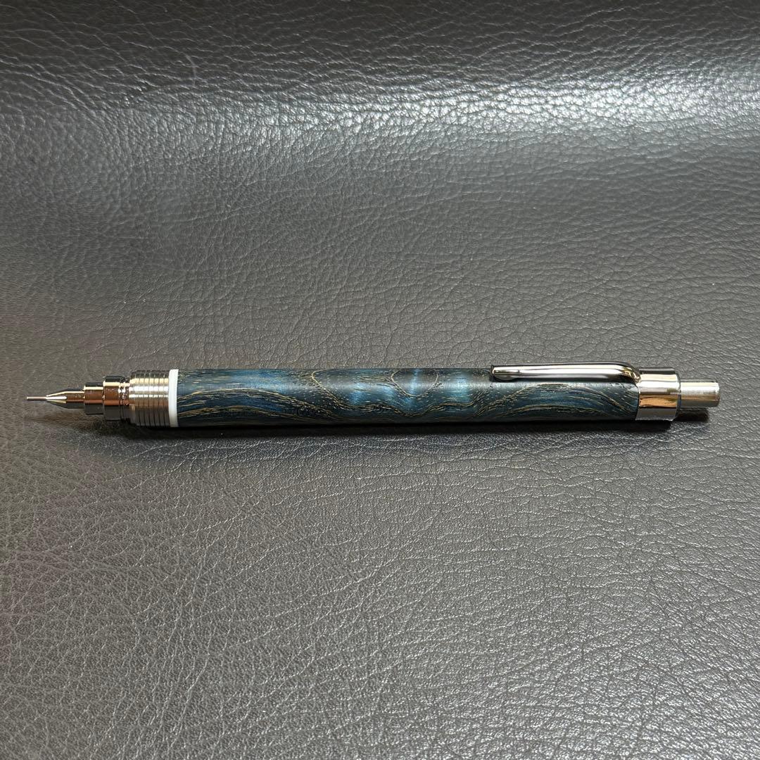 225タモ波杢スタビ　木製シャーペン　超低重心溝付き　ステンレス　人工大理石