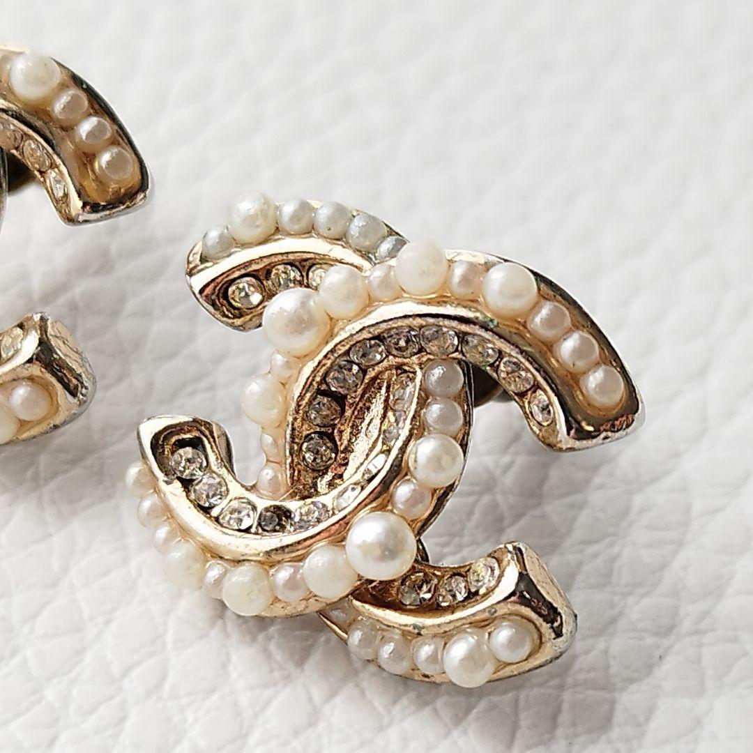 CHANEL　シャネル　ピアス　ココマーク　パール　ラインストーン　14A