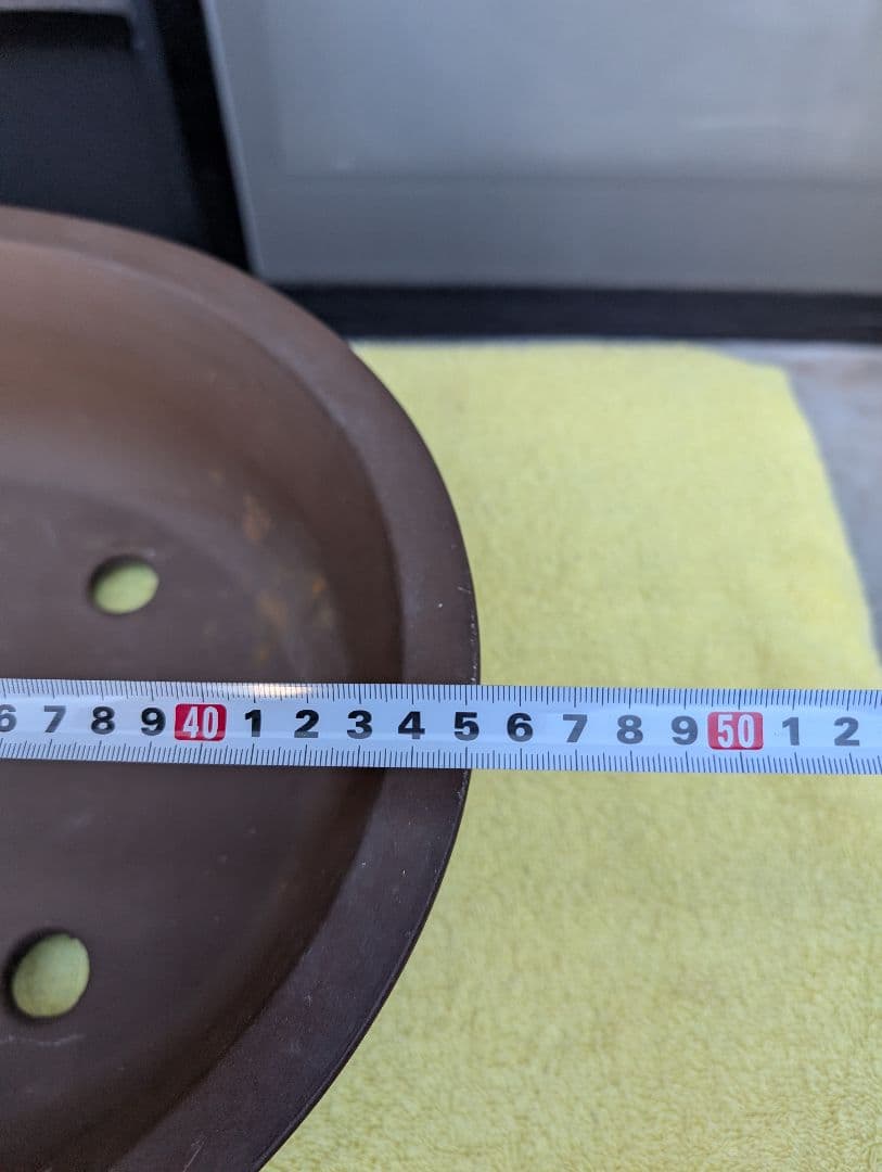楕円形盆栽鉢 三共茶色 約27cm x 20cm