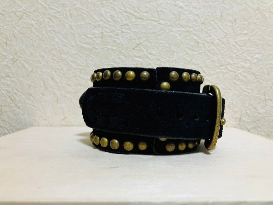 ナンバーナイン　レザーバングル　ブレスレット　ブラック　スエード　スタッズ　真鍮