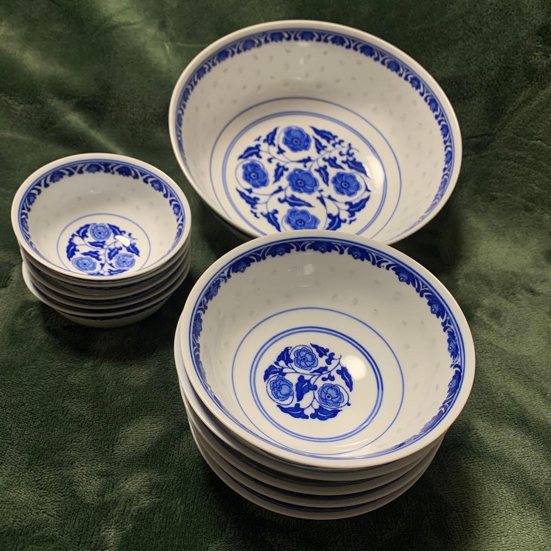 景徳鎮製　中華食器セット　花柄　ホタル陶器