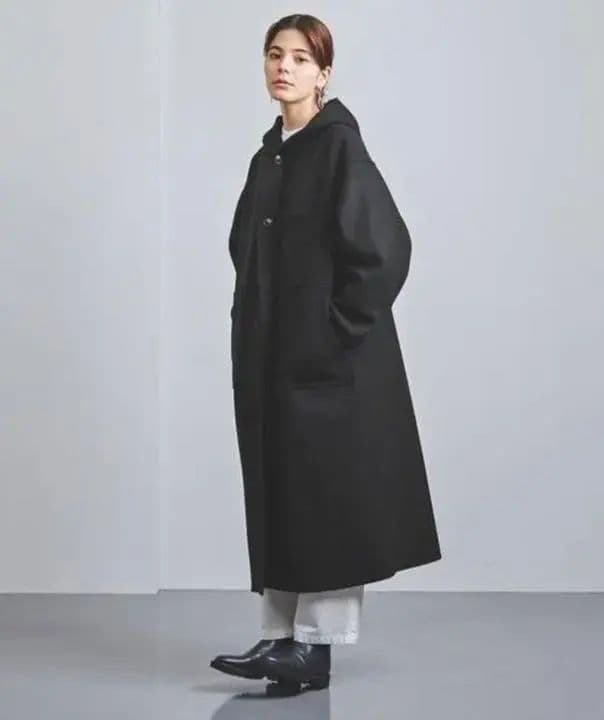 ハイク　HYKE メルトンフーデッドコート　ロングコート