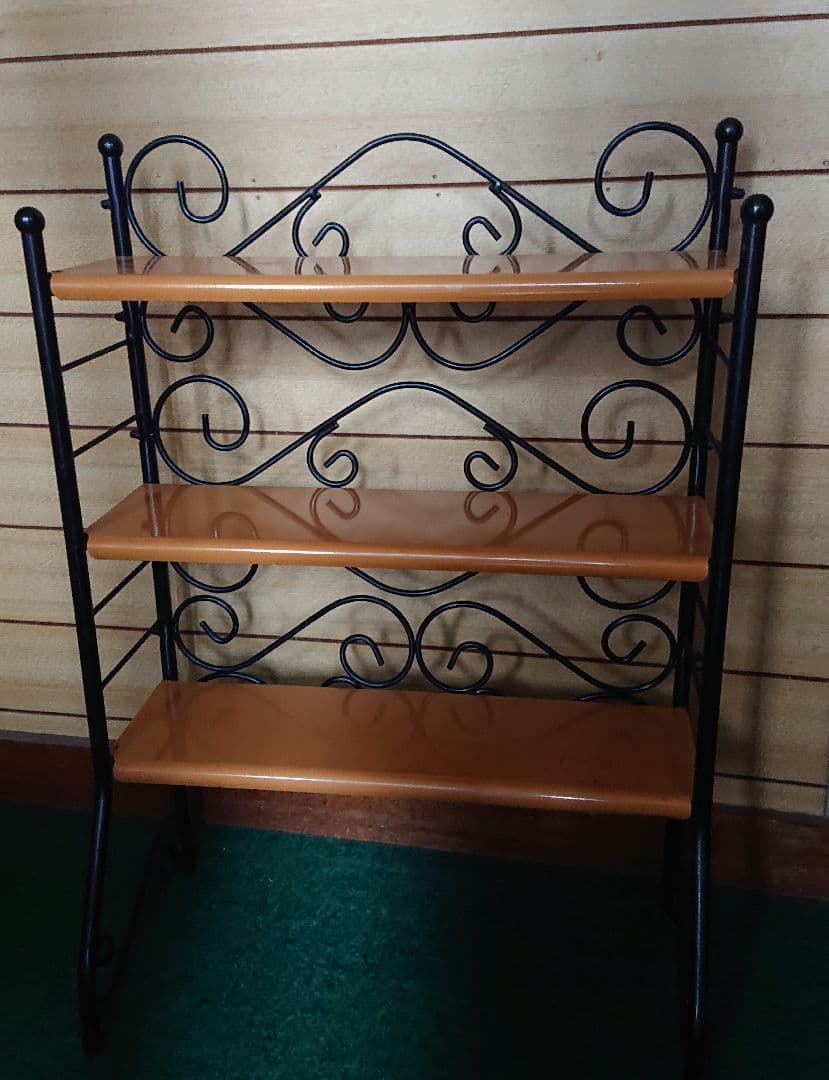 T*様 【アンティーク】昭和レトロ 3段 アイアン シェルフ スチールラック 棚