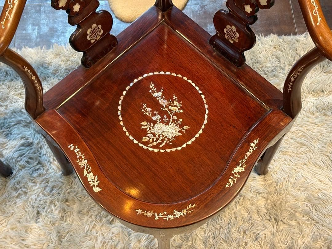 希少　サイドチェア　螺鈿細工 唐木家具 椅子 チェア アームチェア　NZ