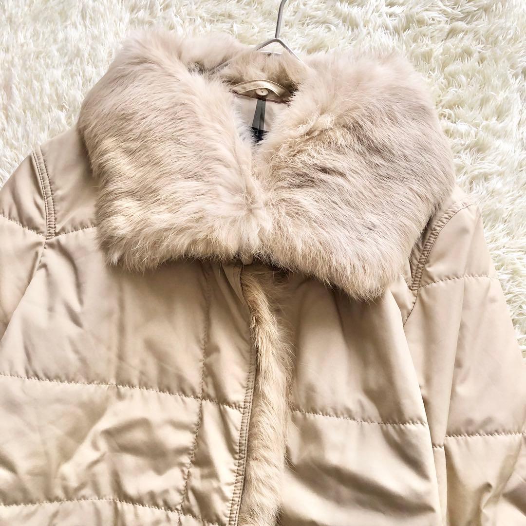BURBERRY LONDON♪毛皮ノバチェック中綿コート　M ラビット2way