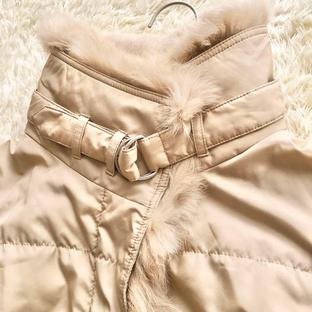 BURBERRY LONDON♪毛皮ノバチェック中綿コート　M ラビット2way