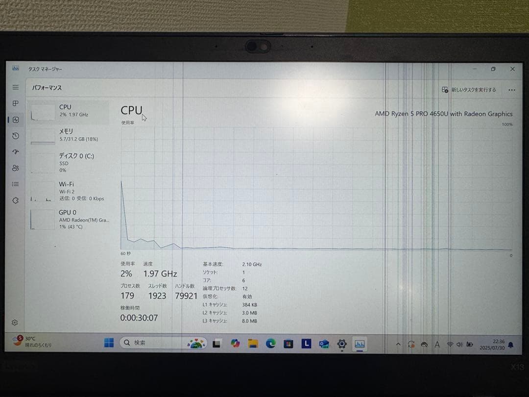 H*u様 ThinkPad X13 32GB 256GB