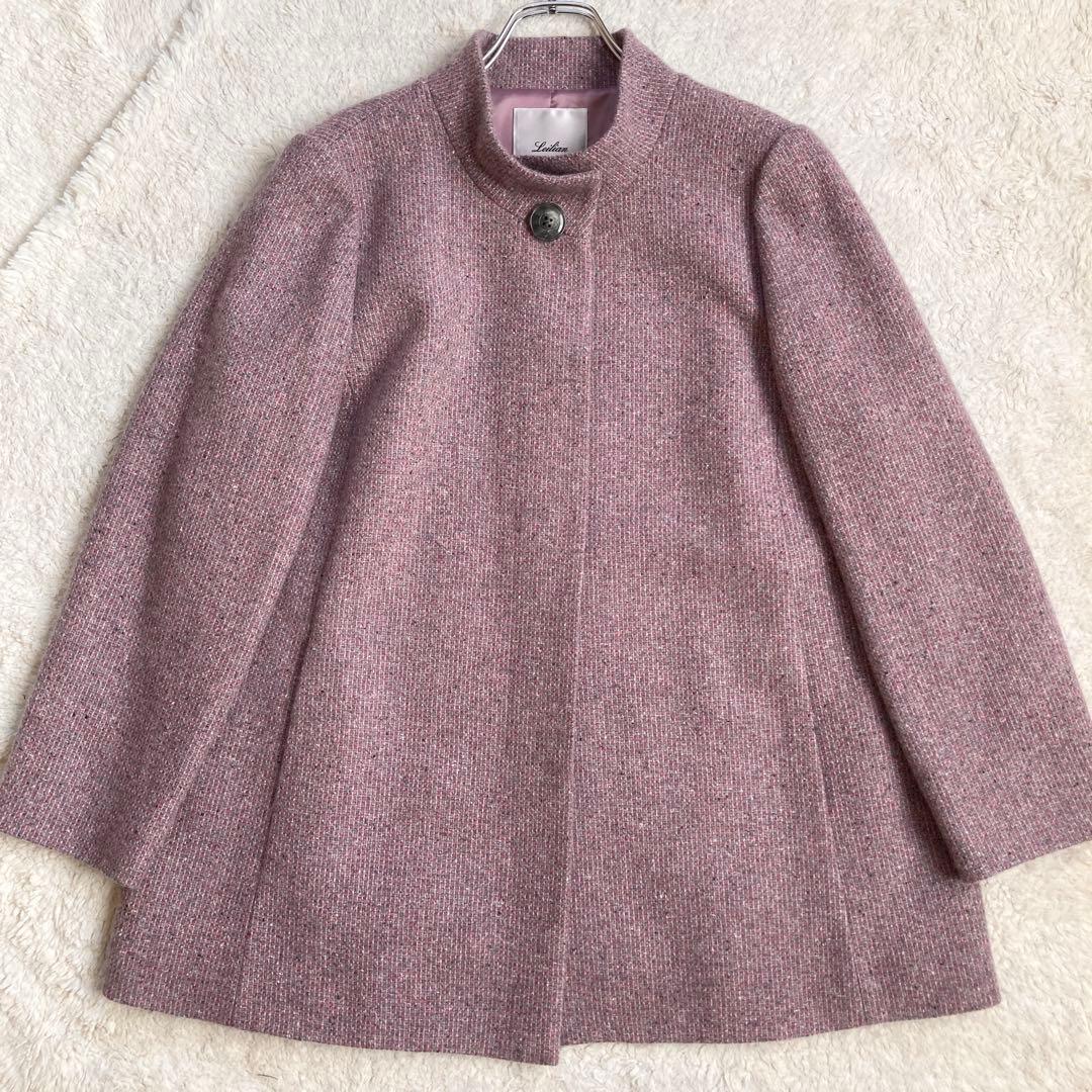 極美品・近年✨レリアン　ツイード比翼スタンドカラーハーフコート　カシミヤ100%