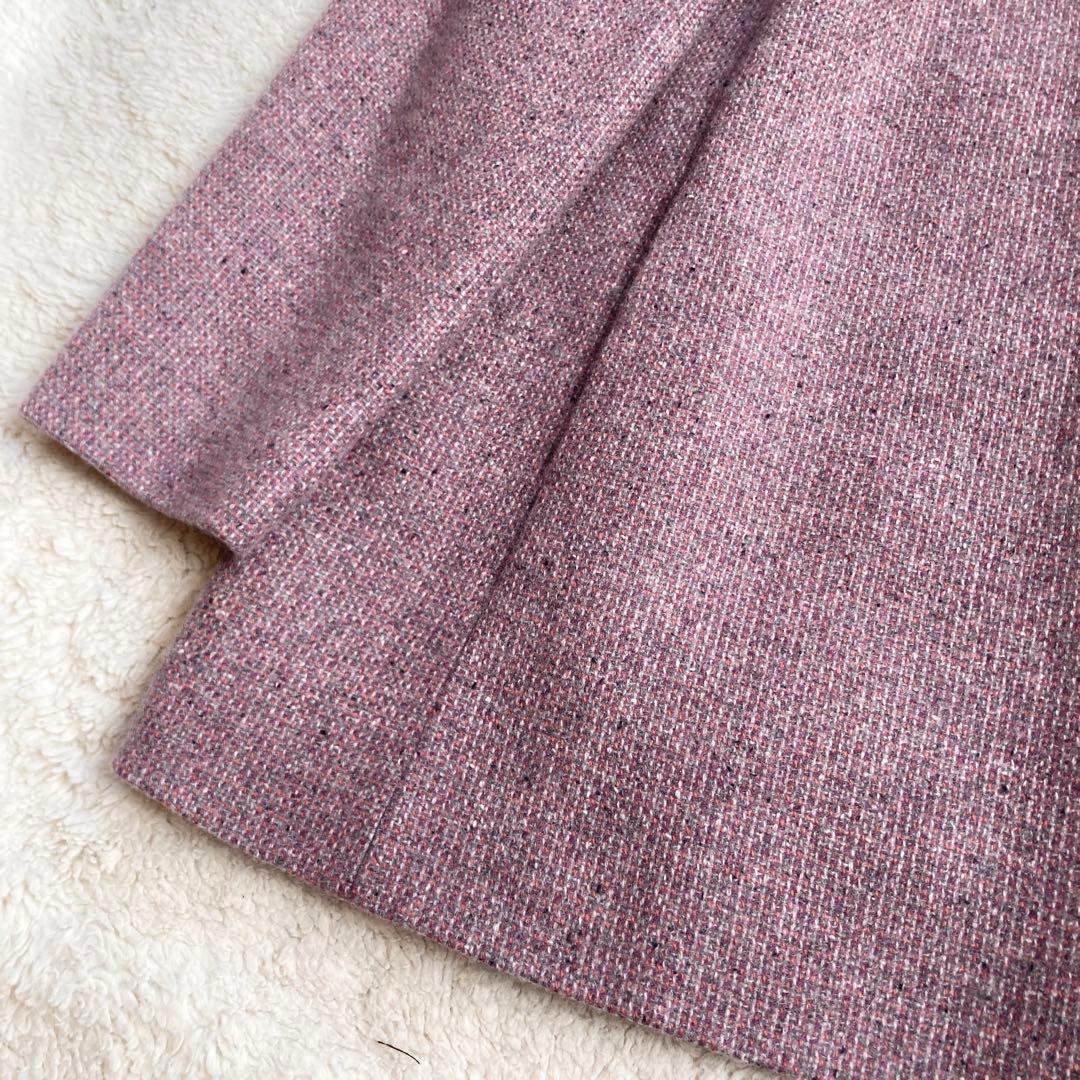 極美品・近年✨レリアン　ツイード比翼スタンドカラーハーフコート　カシミヤ100%