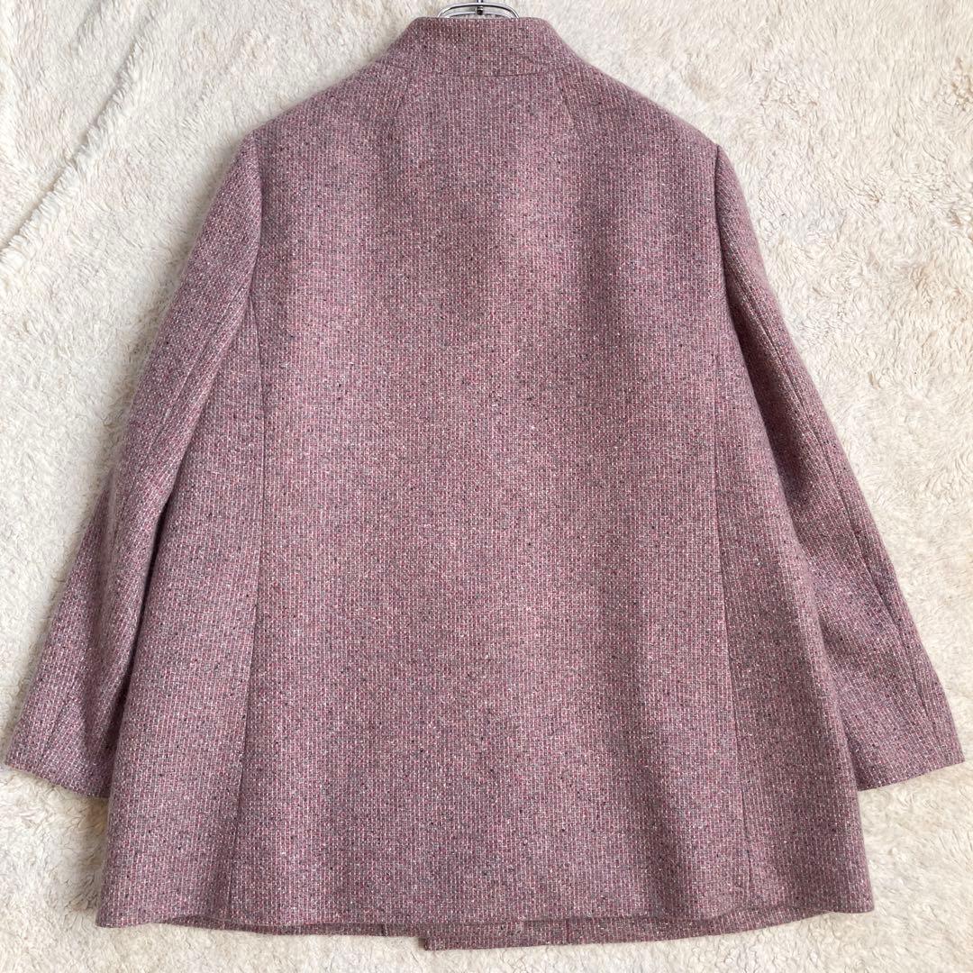極美品・近年✨レリアン　ツイード比翼スタンドカラーハーフコート　カシミヤ100%