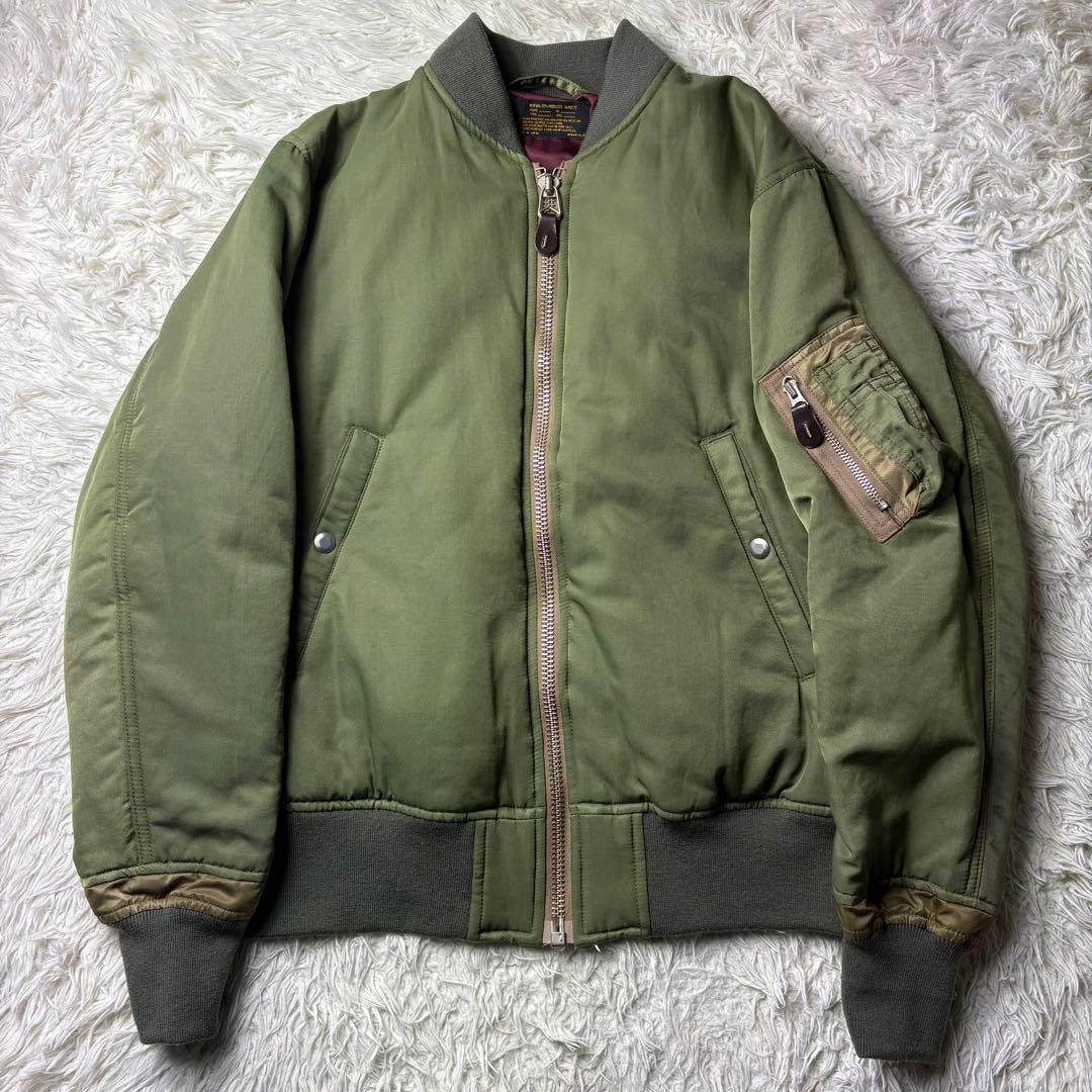 極美品　バルデ77 MA-1 中綿ジャケット アウター 2 カーキ メンズ