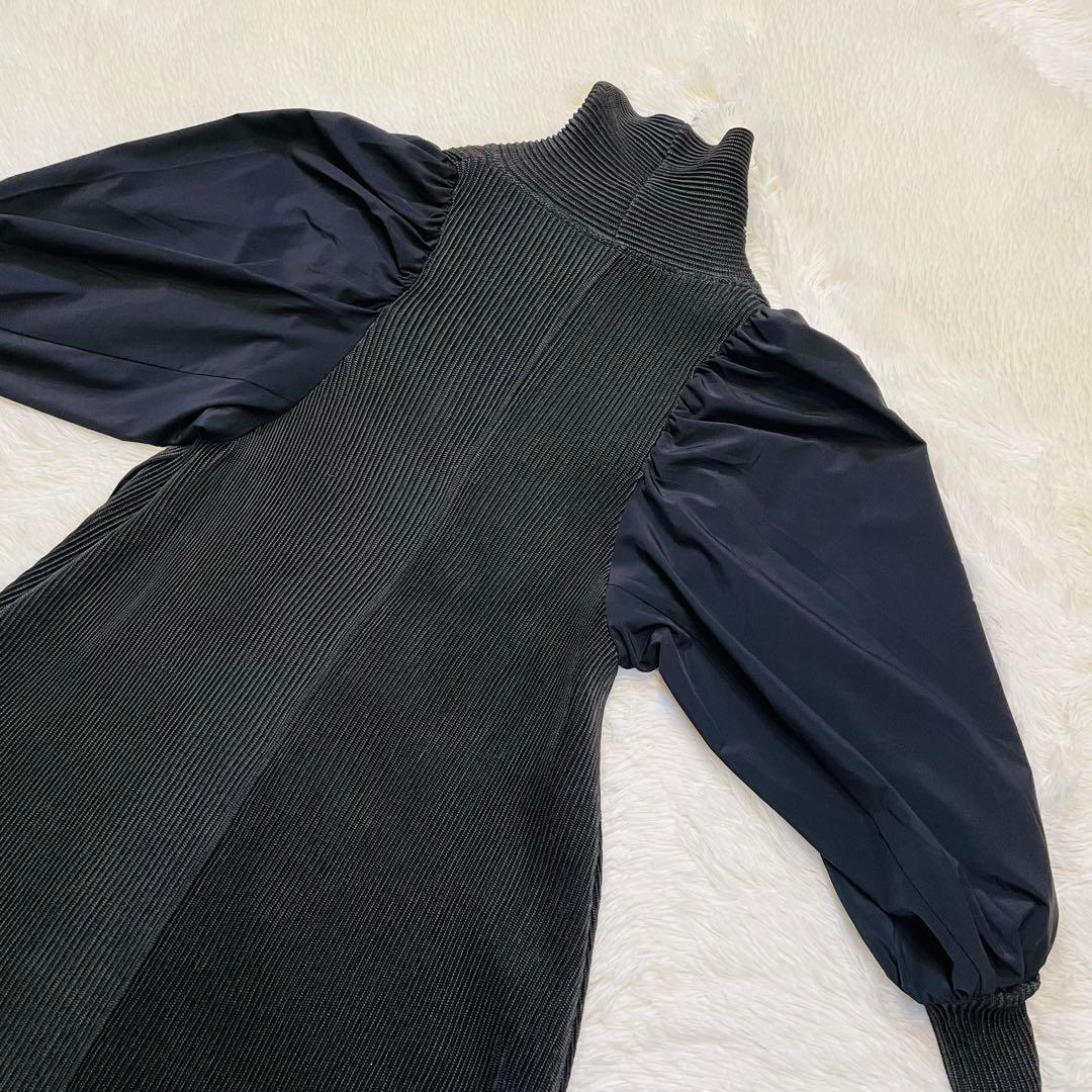 SPECCHIO ボリューム袖　Aラインワンピ　シャトルプリーツ　ドッキング