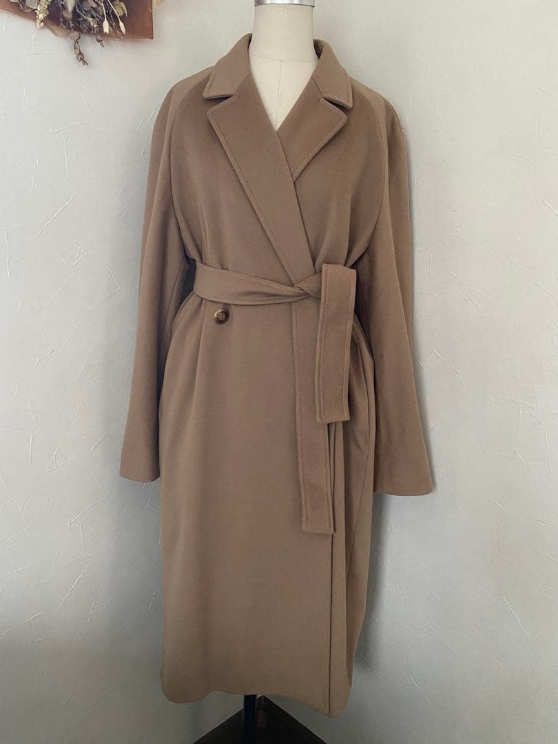 MAX MARA ベルテッド　ダブル　ロング　コート　キャメル