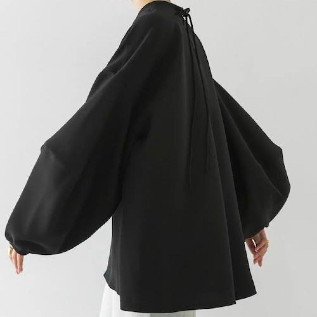 【美品✨】エンフォルド PEジョーゼット ドレープスリーブプルオーバー ブラック