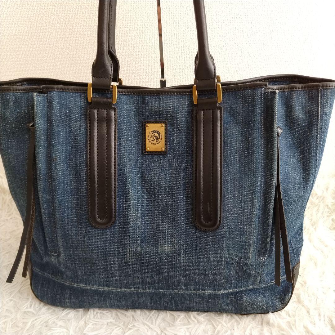 DIESEL　ディーゼル　トートバッグ　デニム　A4サイズ　レザー ハンドバッグ