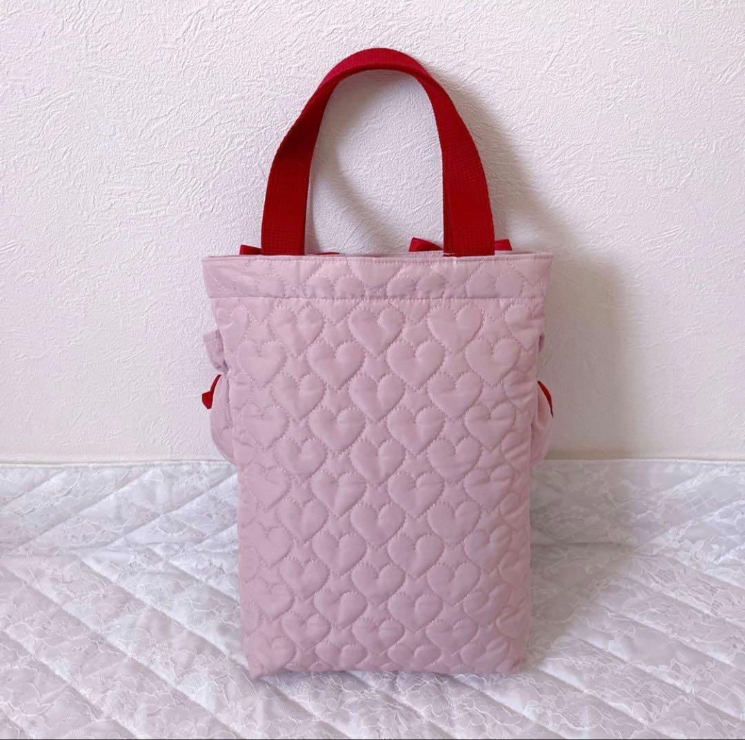 レッスンバッグ.体操服入れ.上靴袋3点セット♡ハート柄キルティングくすみピンク