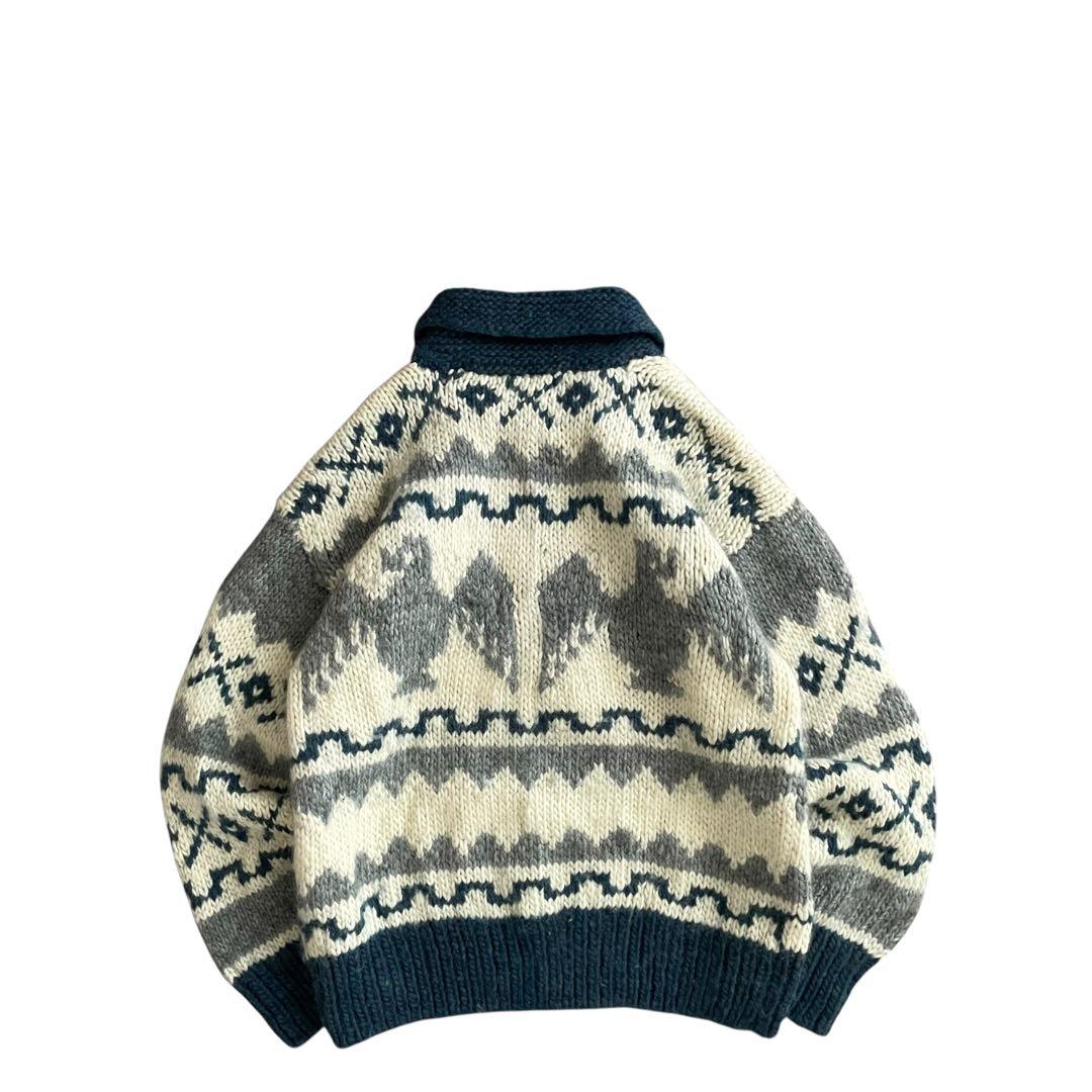 【美品】GEMBONY 90s フルジップ カウチンニット 襟付き カーディガン