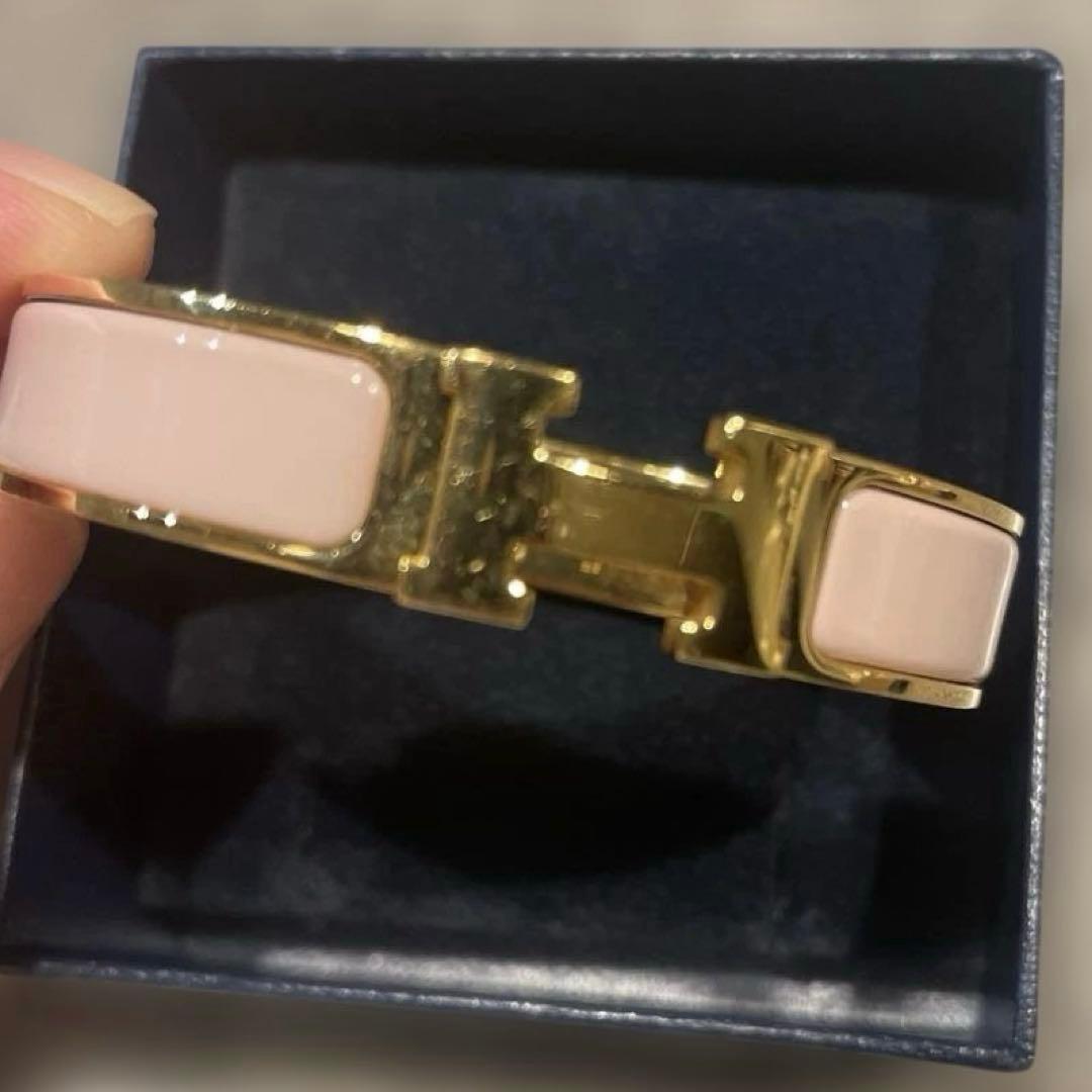 HERMES エルメス ゴールド×ピンク クリックH バングル