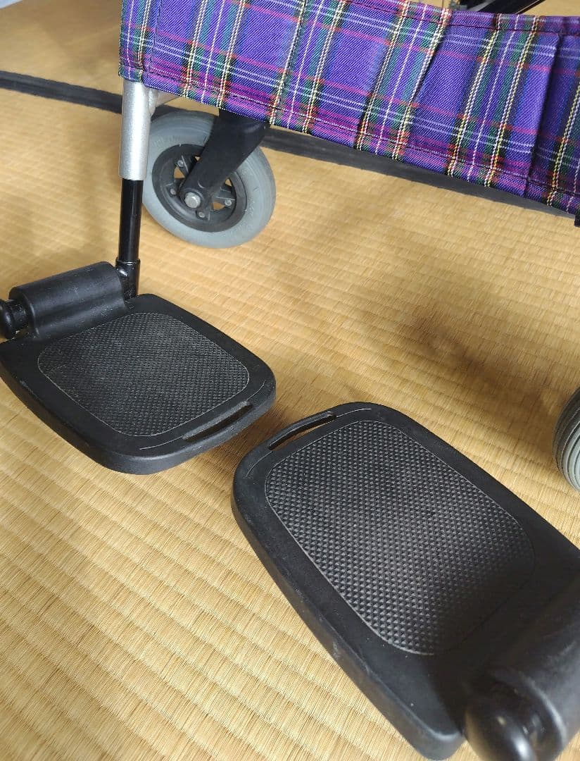 カワムラ　KAJ402SB 紫色チェック柄 介助用車椅子